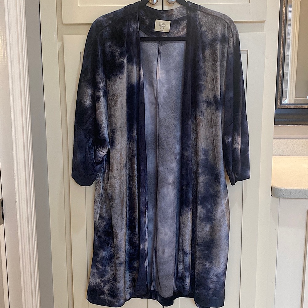 Tina + Jo Velour Tie Dye Open Front Velour Kimono